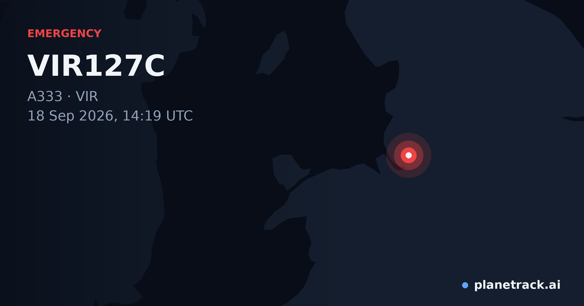 Map of where VIR127C's emergency: squawk 7700 happened