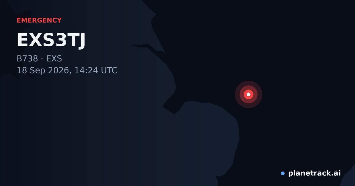 Map of where EXS3TJ's emergency: squawk 7700 happened
