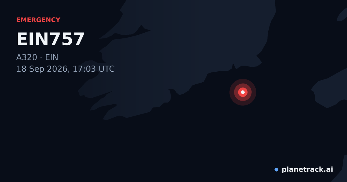 Map of where EIN757's emergency: squawk 7600 happened
