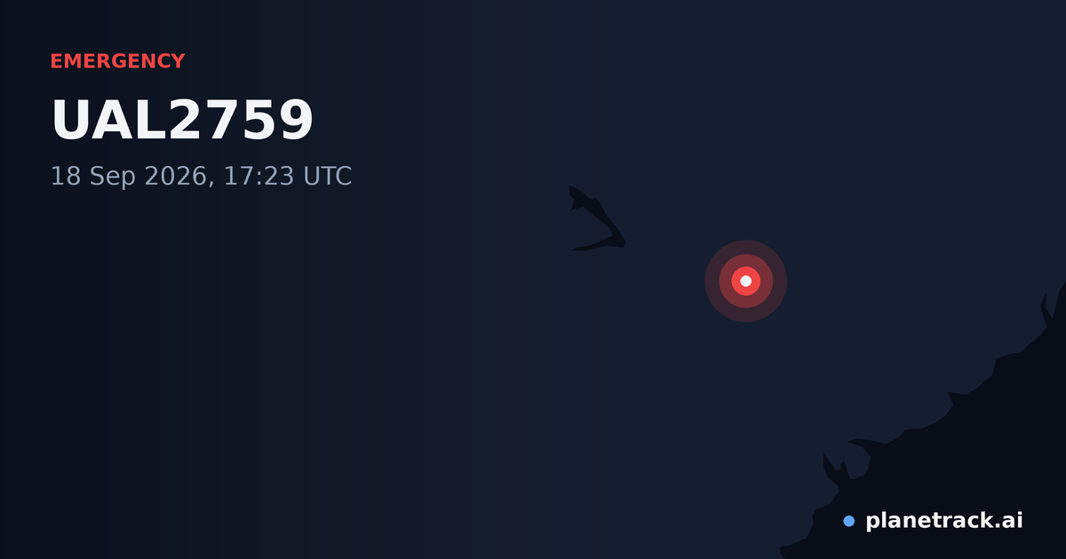 Map of where UAL2759's emergency: squawk 7600 happened