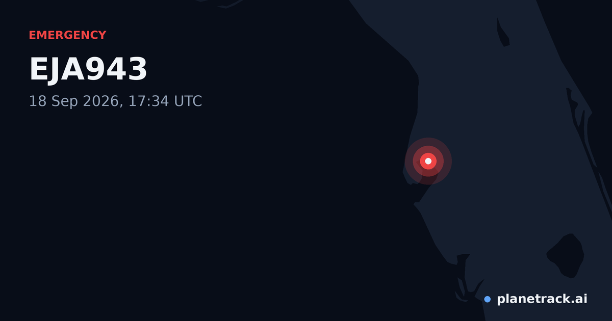 Map of where EJA943's emergency: squawk 7600 happened
