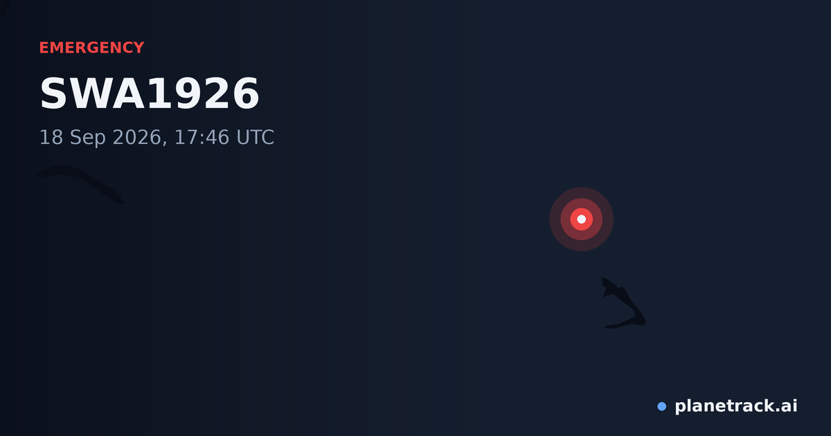 Map of where SWA1926's emergency: squawk 7700 happened
