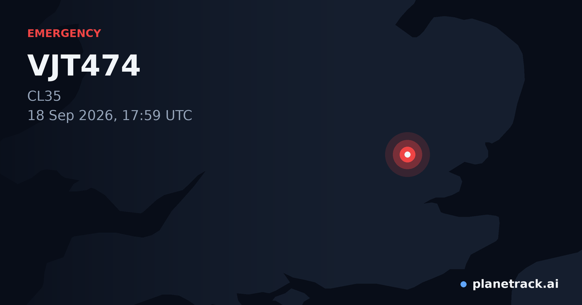 Map of where VJT474's emergency: squawk 7700 happened