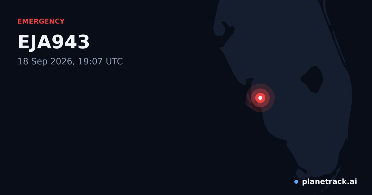 Map of where EJA943's emergency: squawk 7600 happened