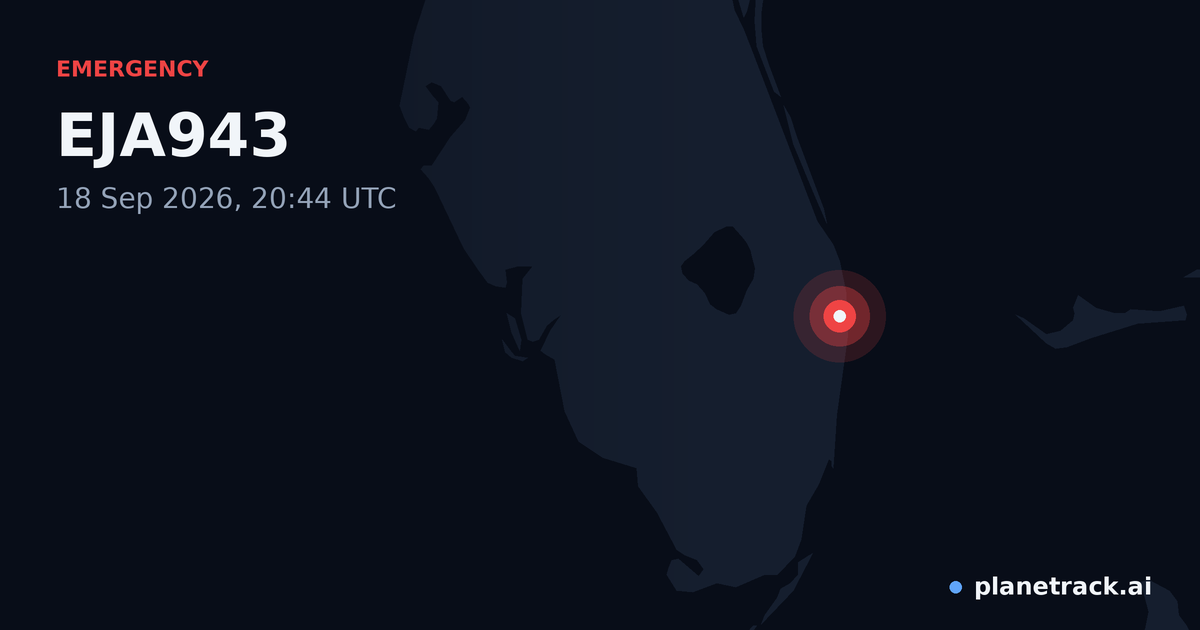 Map of where EJA943's emergency: squawk 7600 happened