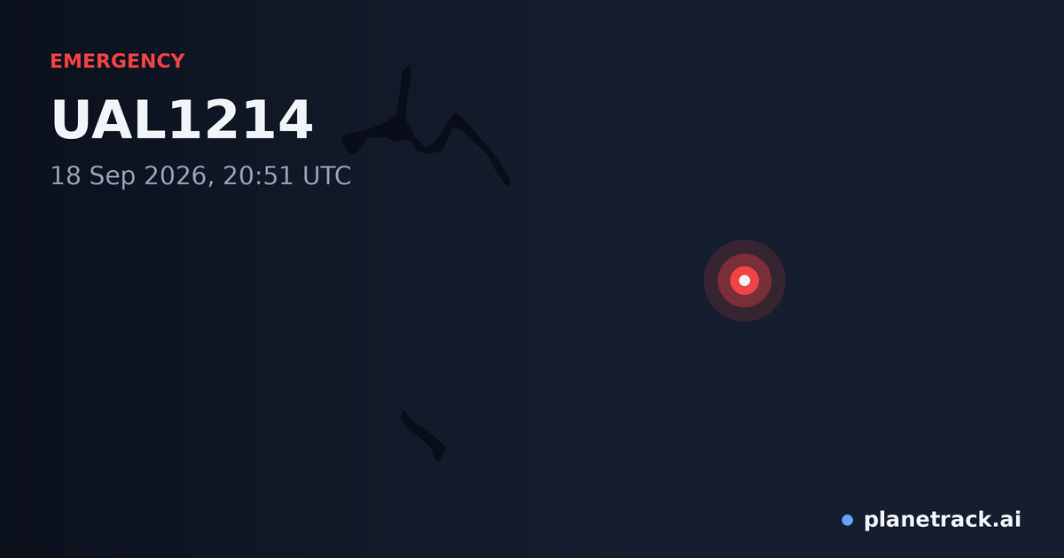 Map of where UAL1214's emergency: squawk 7600 happened