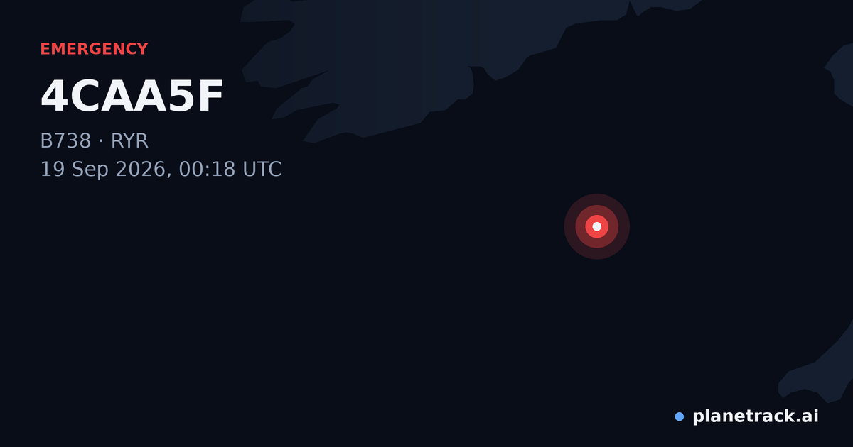 Map of where 4CAA5F's emergency: squawk 7600 happened
