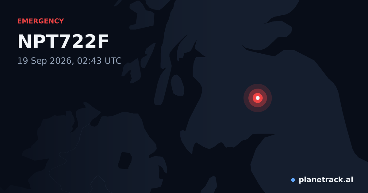 Map of where NPT722F's emergency: squawk 7500 happened