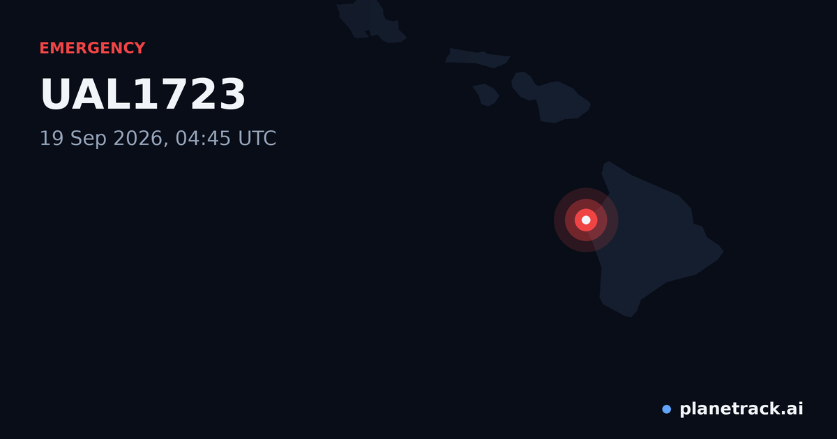Map of where UAL1723's emergency: squawk 7700 happened