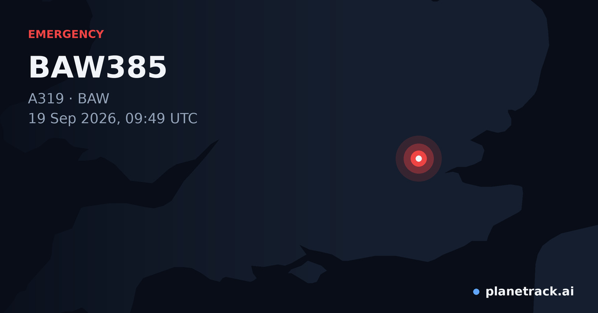 Map of where BAW385's emergency: squawk 7500 happened