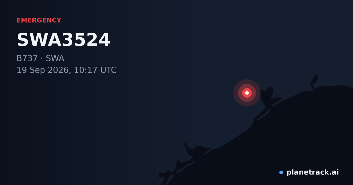 Map of where SWA3524's emergency: squawk 7700 happened