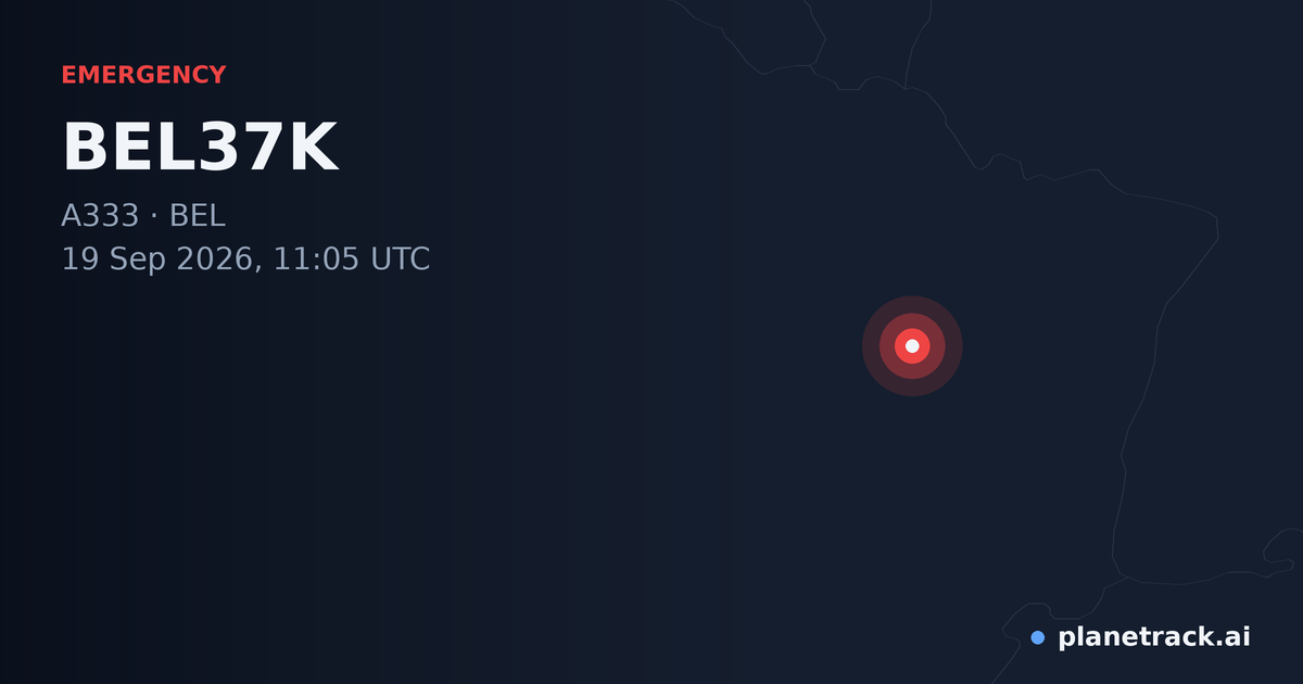 Map of where BEL37K's emergency: squawk 7600 happened