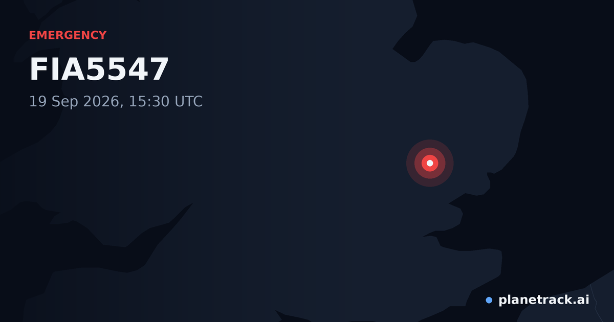 Map of where FIA5547's emergency: squawk 7700 happened
