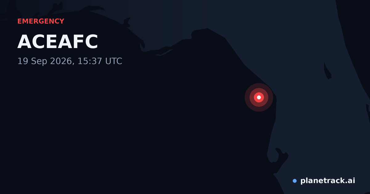 Map of where ACEAFC's emergency: squawk 7700 happened