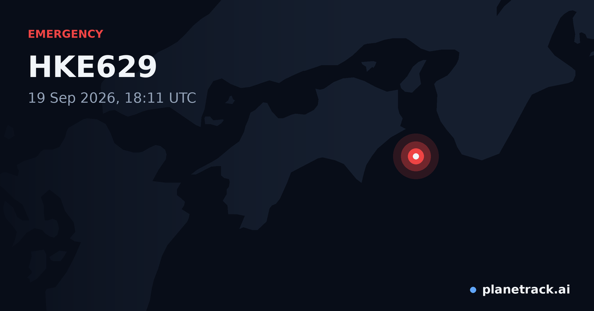 Map of where HKE629's emergency: squawk 7500 happened