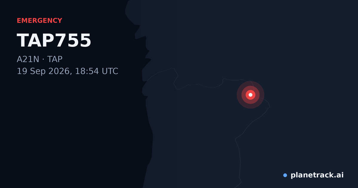 Map of where TAP755's emergency: squawk 7600 happened