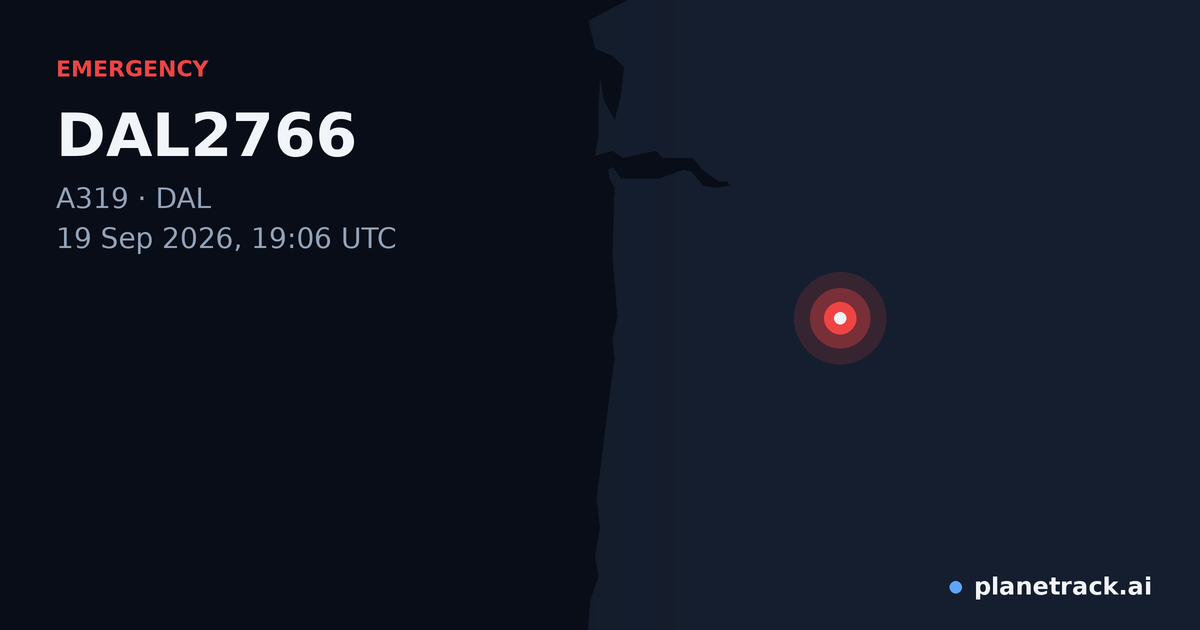 Map of where DAL2766's emergency: squawk 7500 happened