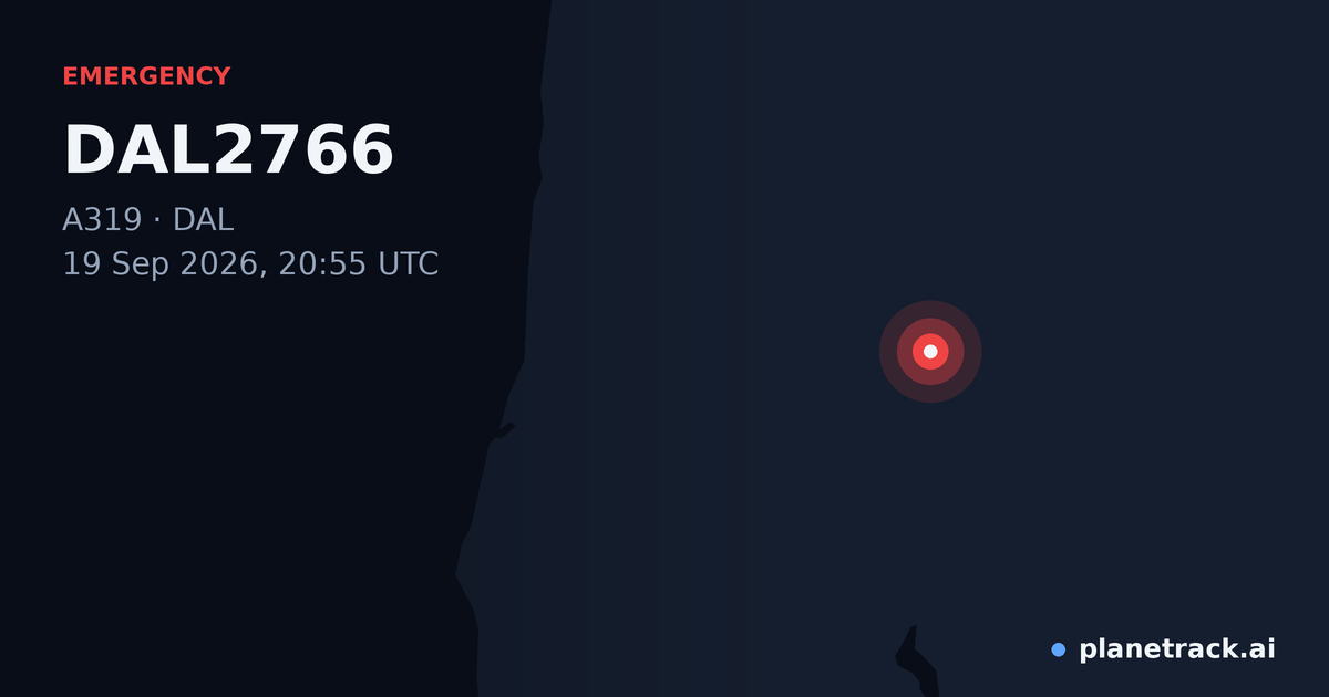 Map of where DAL2766's emergency: squawk 7500 happened