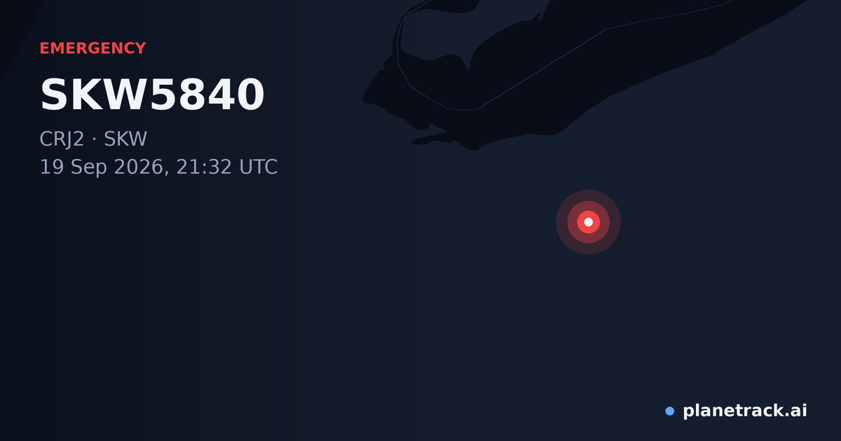 Map of where SKW5840's emergency: squawk 7500 happened