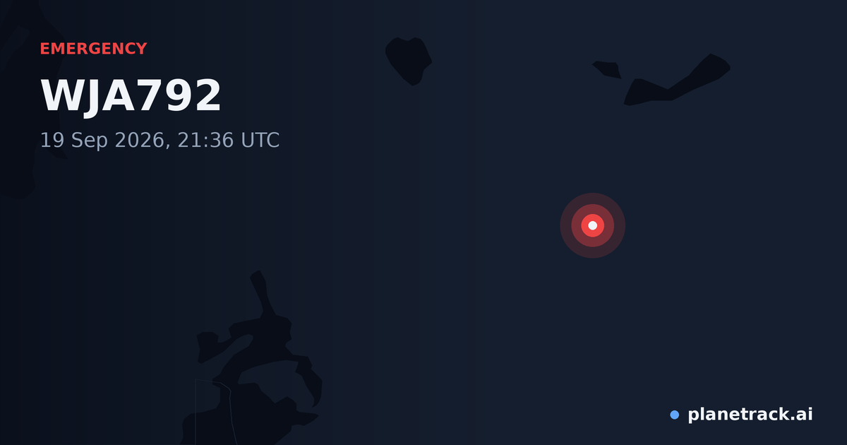 Map of where WJA792's emergency: squawk 7500 happened