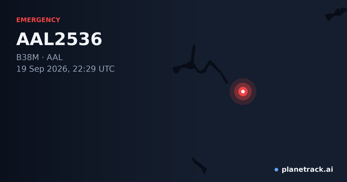Map of where AAL2536's emergency: squawk 7500 happened