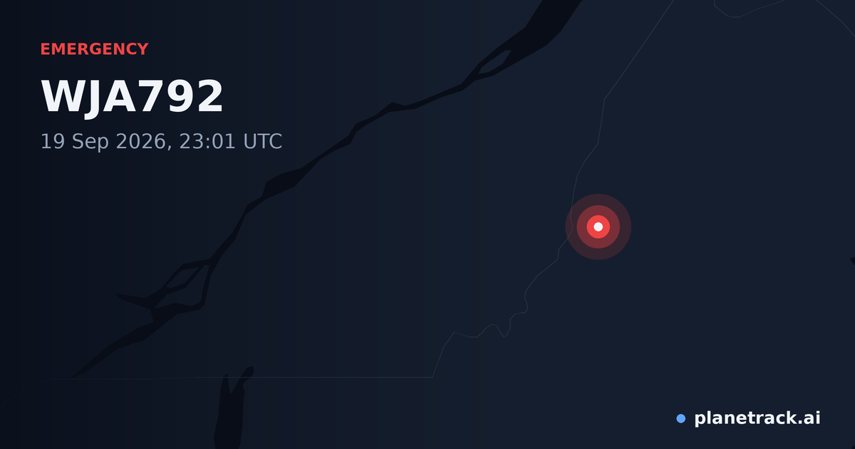 Map of where WJA792's emergency: squawk 7500 happened