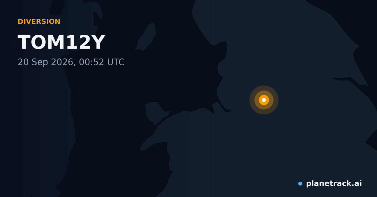 Map of where TOM12Y's diversion happened