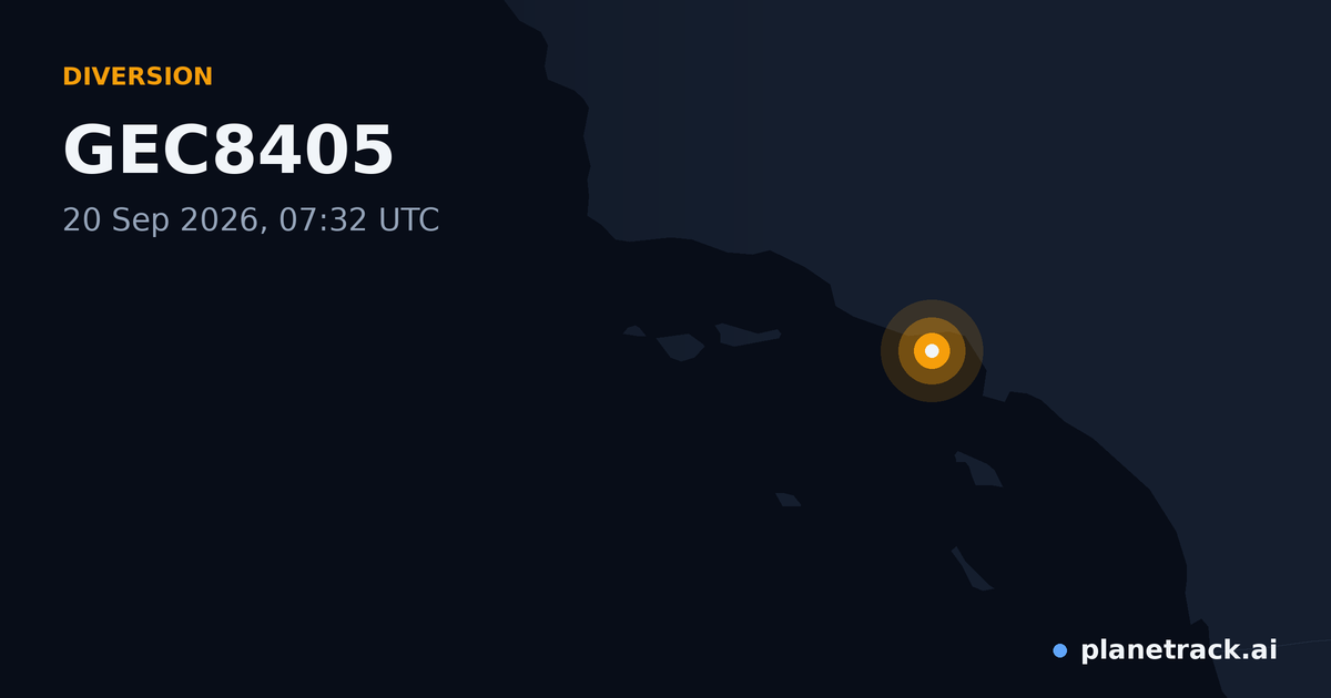Map of where GEC8405's diversion happened