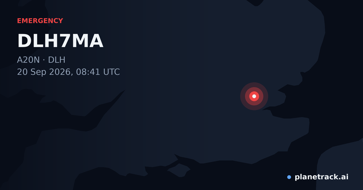 Map of where DLH7MA's emergency: squawk 7500 happened