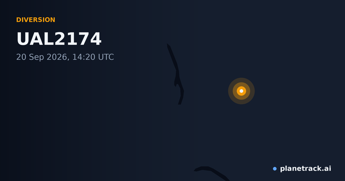 Map of where UAL2174's diversion happened