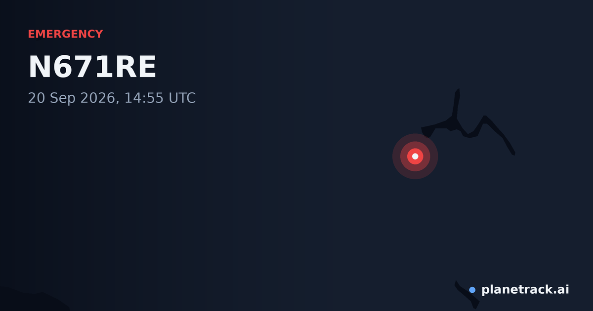 Map of where N671RE's emergency: squawk 7700 happened