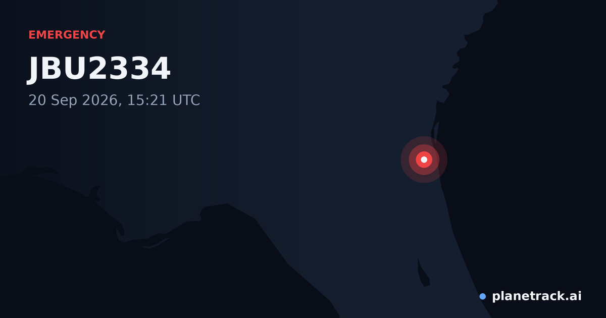Map of where JBU2334's emergency: squawk 7600 happened
