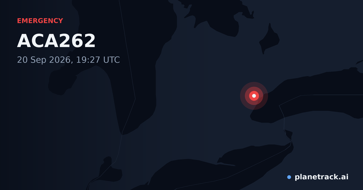 Map of where ACA262's emergency: squawk 7700 happened