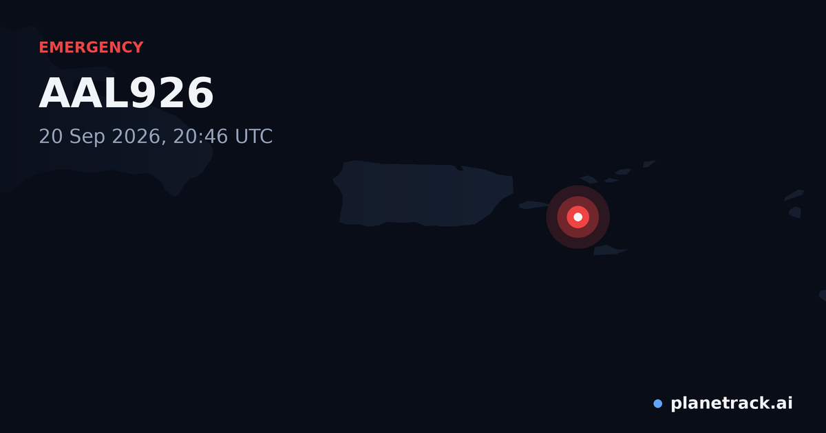 Map of where AAL926's emergency: squawk 7700 happened