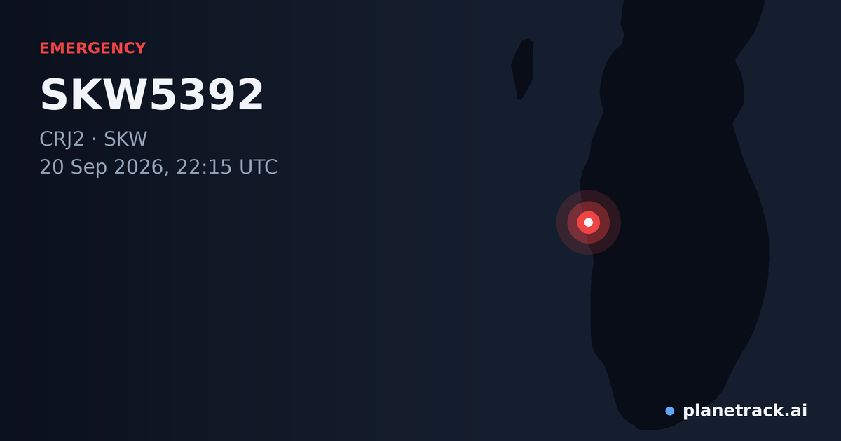Map of where SKW5392's emergency: squawk 7600 happened