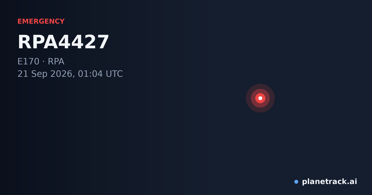 Map of where RPA4427's emergency: squawk 7600 happened