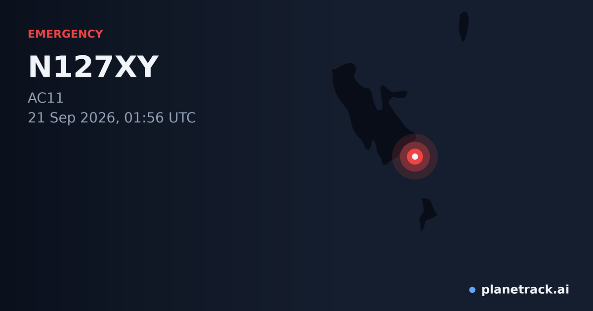 Map of where N127XY's emergency: squawk 7700 happened