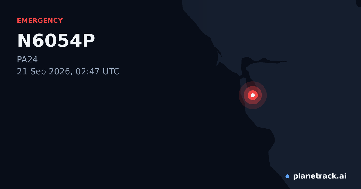 Map of where N6054P's emergency: squawk 7600 happened