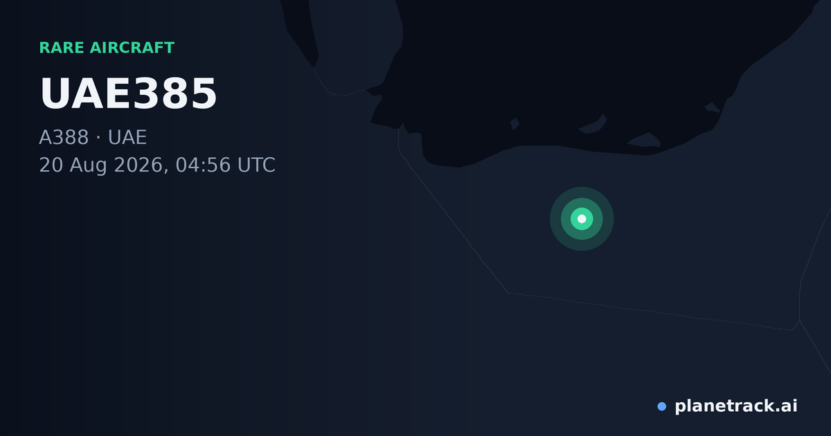 Map of where UAE385's rare aircraft happened