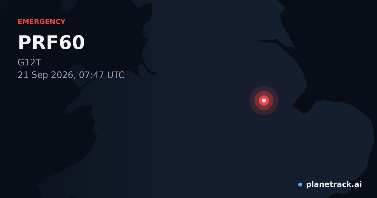 Map of where PRF60's emergency: squawk 7500 happened