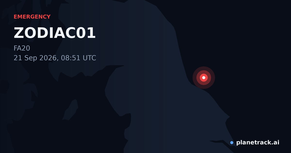 Map of where ZODIAC01's emergency: squawk 7700 happened