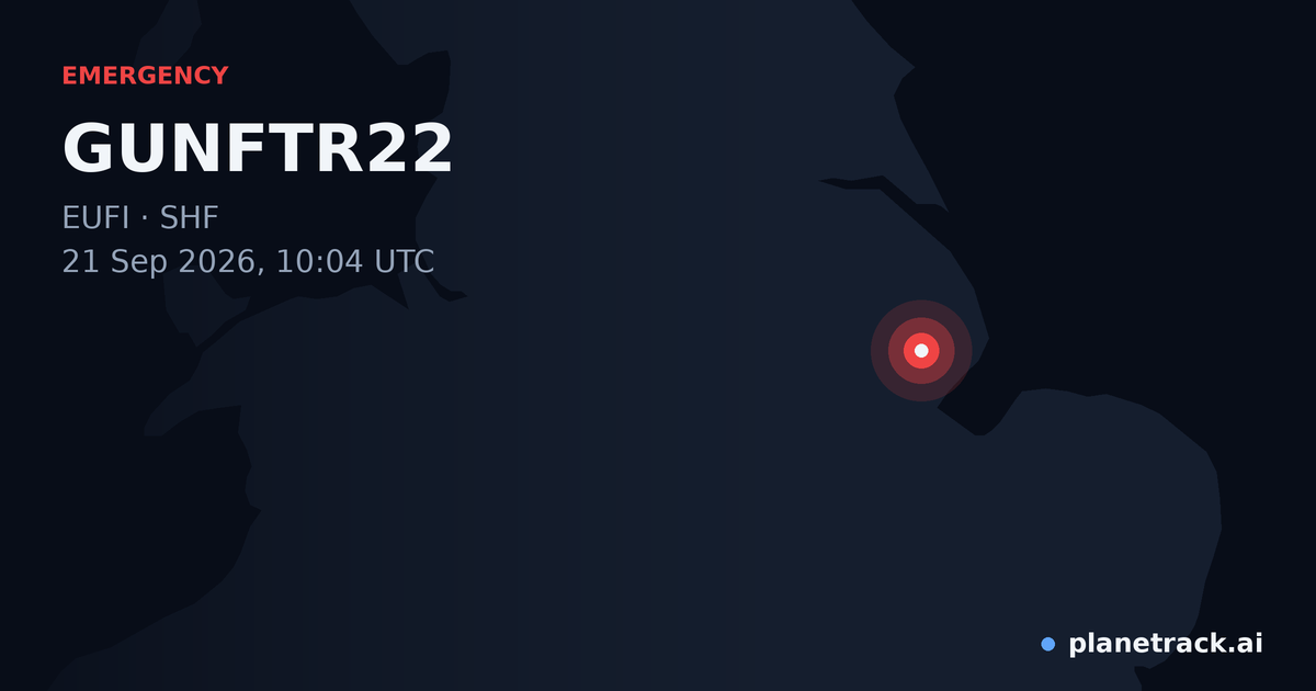 Map of where GUNFTR22's emergency: squawk 7700 happened