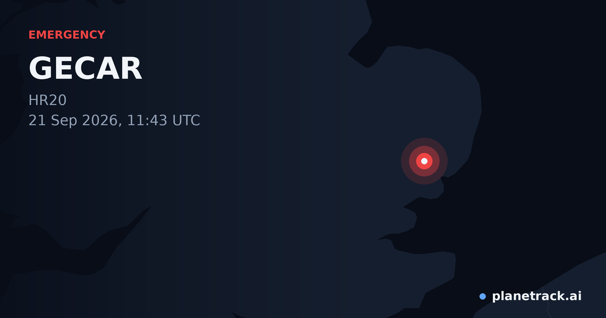 Map of where GECAR's emergency: squawk 7600 happened