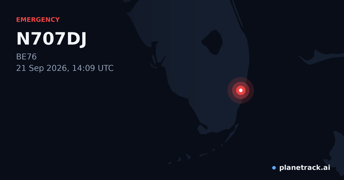 Map of where N707DJ's emergency: squawk 7700 happened