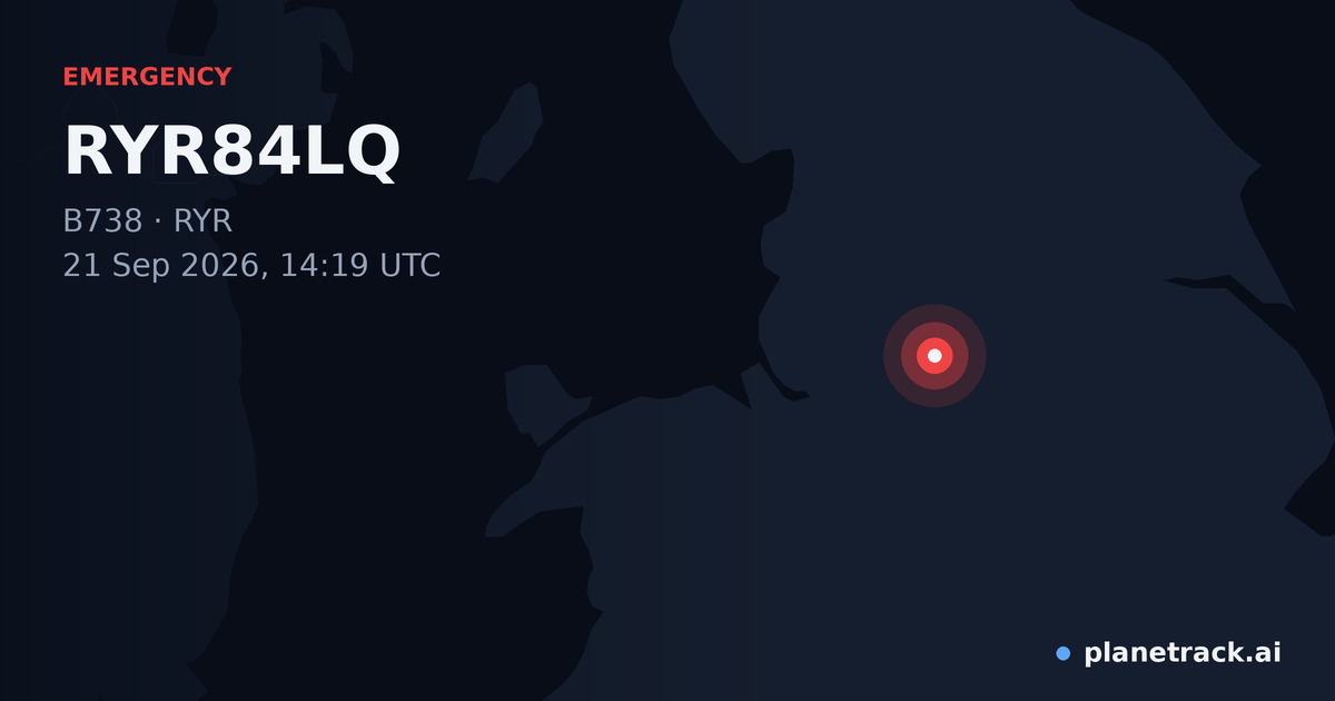 Map of where RYR84LQ's emergency: squawk 7500 happened