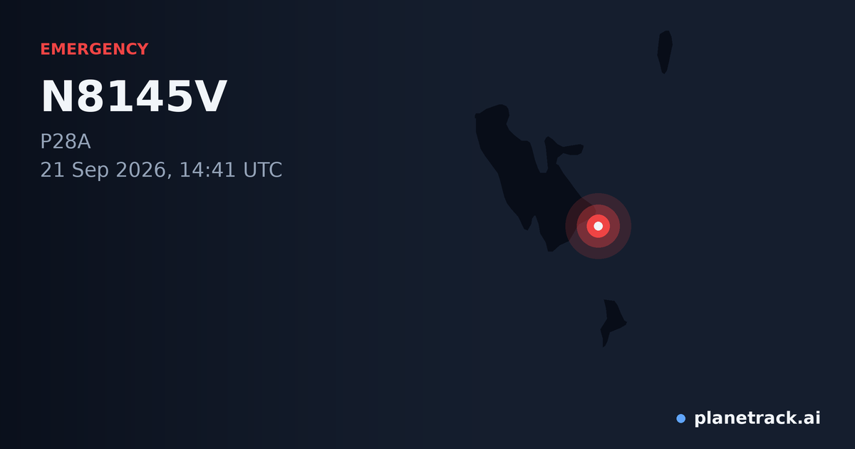 Map of where N8145V's emergency: squawk 7600 happened
