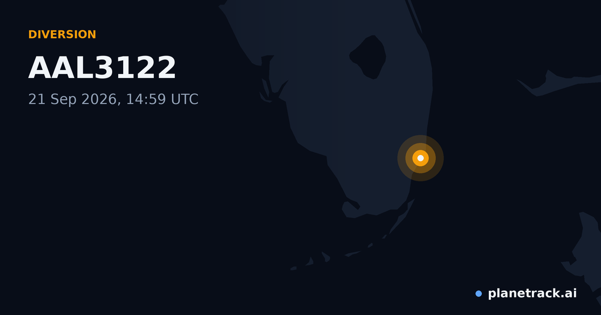 Map of where AAL3122's diversion happened