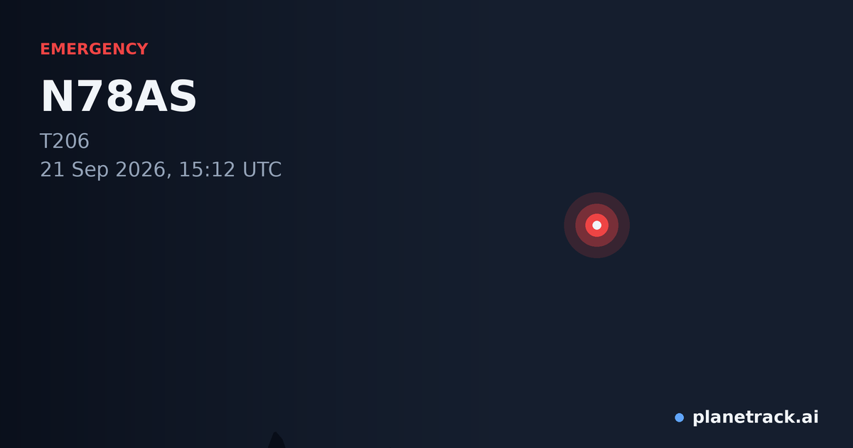 Map of where N78AS's emergency: squawk 7600 happened