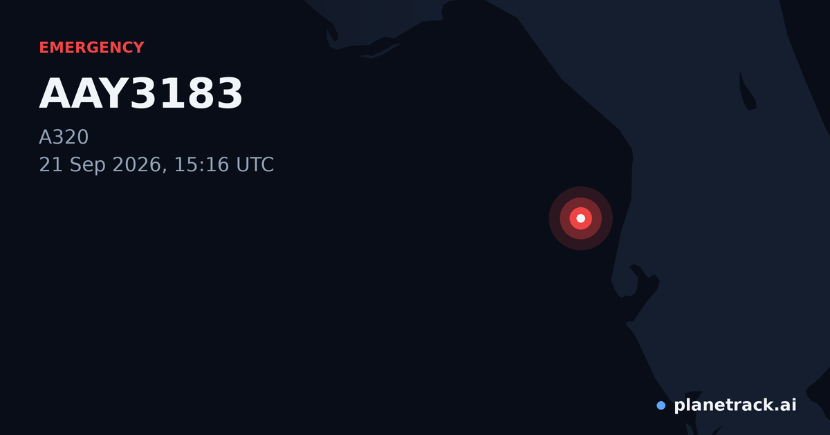 Map of where AAY3183's emergency: squawk 7600 happened