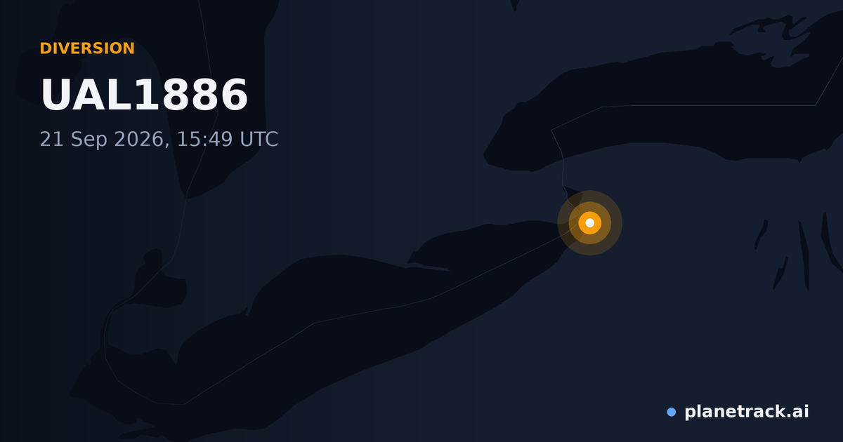 Map of where UAL1886's diversion happened